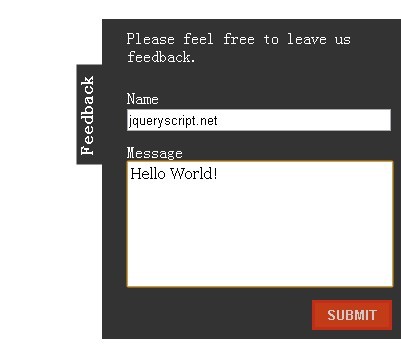 http://www.jqueryscript.net/form/Sliding-Feedback-Box-Plugin-with-jQuery-feedBackBox.html
