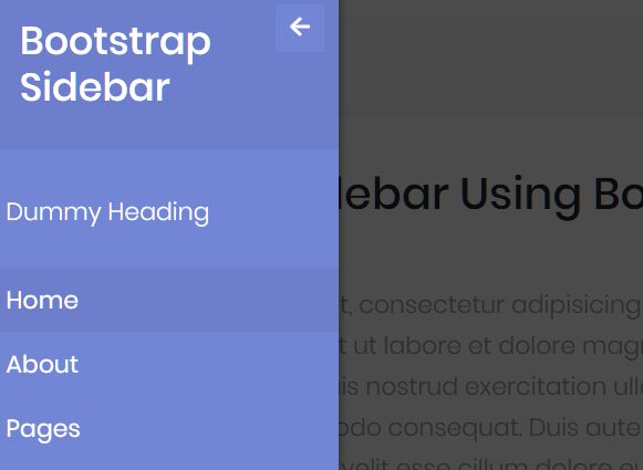 Bootstrap Menu Sidebar Template 3