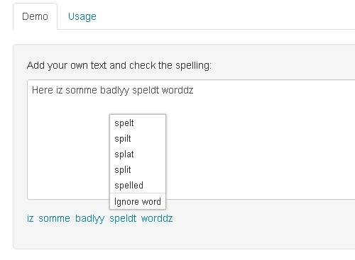 Browser Based Spell Checking Plugin For jQuery - Spellchecker