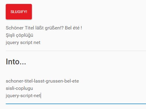 Bulk Slug URL Generator - jQuery multiline-slug