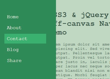 CSS3 & jQuery Based Off-canvas Navigation with Fullscreen Overlay