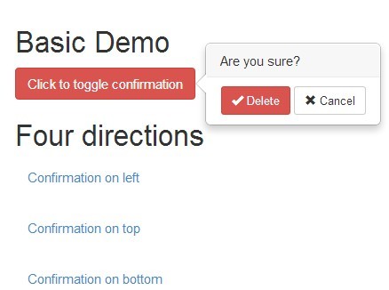 Clean jQuery Confirmation Dialog Plugin with Bootstrap Popovers - Bootstrap Confirmation
