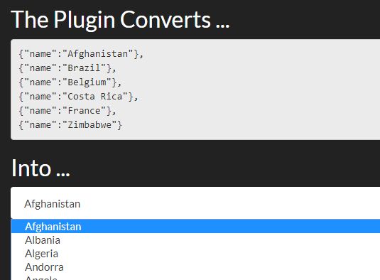 Convert JSON Data to HTML - jQuery Miranda.js