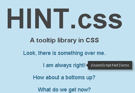 Cool Tooltips with Pure CSS - Hint.css