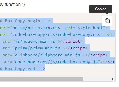 Copy Code To Clipboard Plugin For Syntax Highlighter