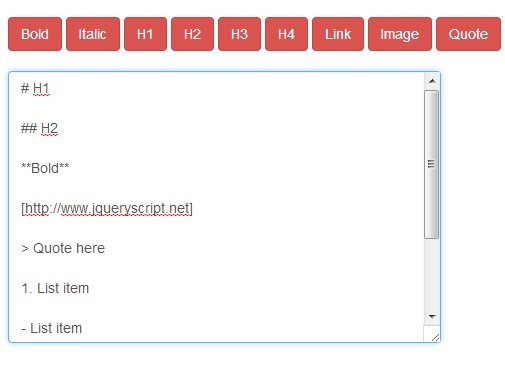 Create A Simple Markdown Editor with jQuery Markdown Plugin