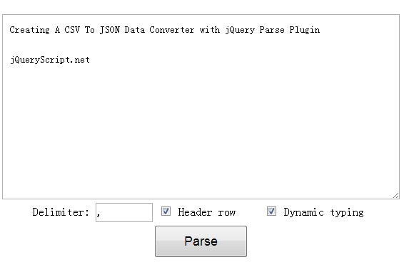 Creating A CSV To JSON Data Converter with jQuery Parse Plugin