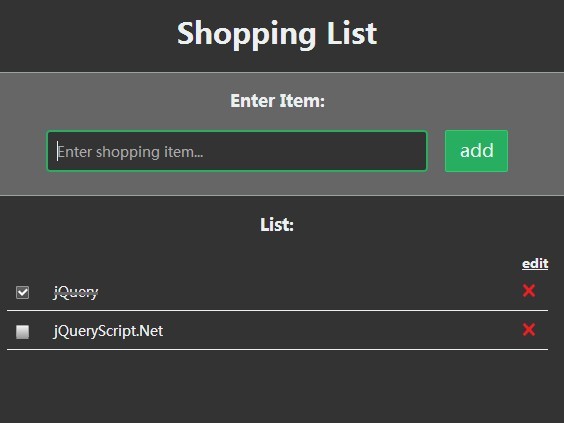 Creating A Simple Shopping List Using jQuery