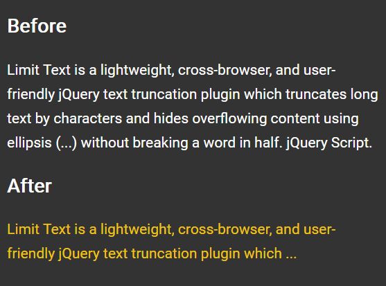 jQuery Plugin For Cropping Text Without Breaking Words - Limit Text