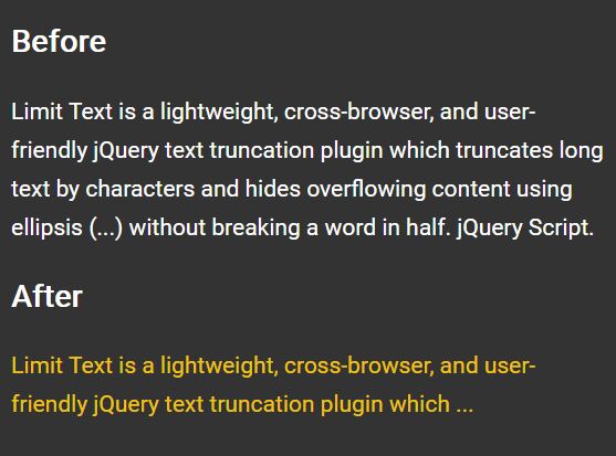 jQuery Plugin For Cropping Text Without Breaking Words - Limit Text