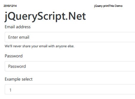 Customizable Multiple Elements Printing Plugin With jQuery - printThis