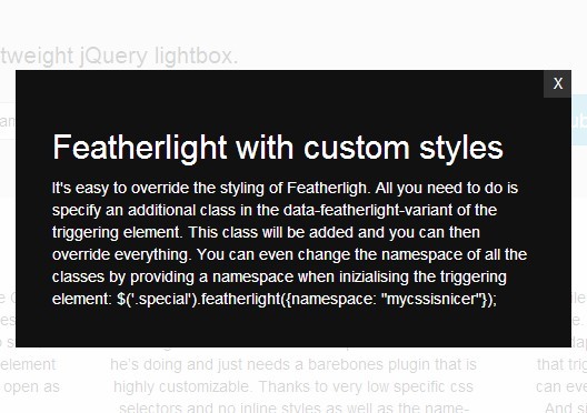 Customizable & Ultra-Light jQuery Lightbox Plugin - Featherlight