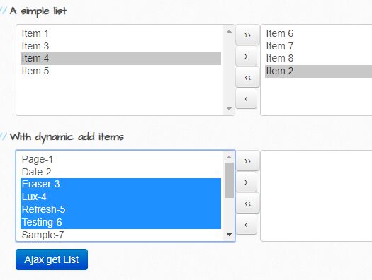 Dynamic Dual List Box Plugin - jQuery Multi Selection