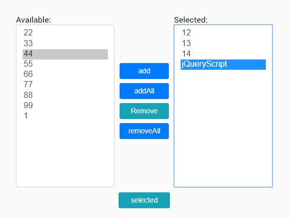 Dynamic Dual Multi-select Plugin - jQuery Picklist