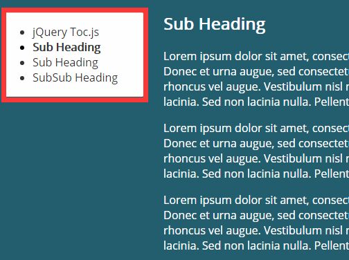 Easy jQuery TOC Generator With Smooth Scroll Support - Toc.js