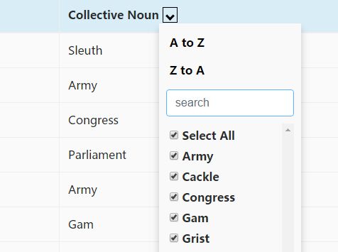 Excel-like Bootstrap Table Sorting And Filtering Plugin