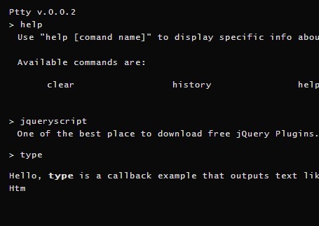 Extensible jQuery Based Command Line Emulator - Ptty