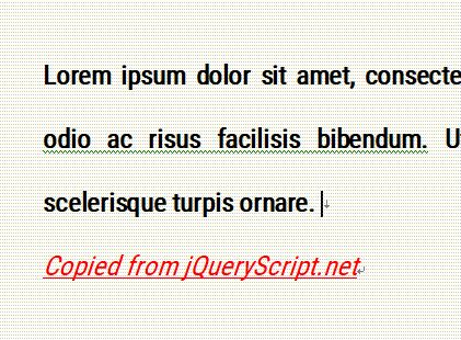 Add Extra Info To Copied Text - jQuery CopyToClipboard