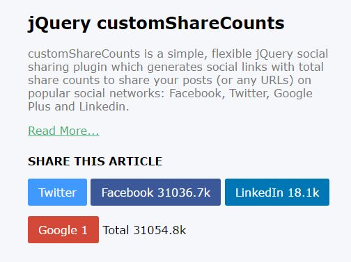 Flexible And Easy Social Sharing Plugin For jQuery - customShareCounts