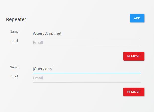 Basic Form Fields Repeater For jQuery - Repeater.js