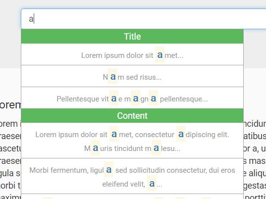 Full Text Search Plugin For jQuery And Bootstrap - full-search.js