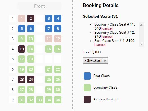 Full-featured Seating Chart Plugin With jQuery - Seat Charts