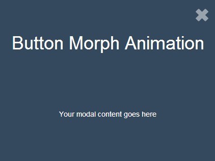 Fullscreen jQuery Modal Box with Button Morph Animation