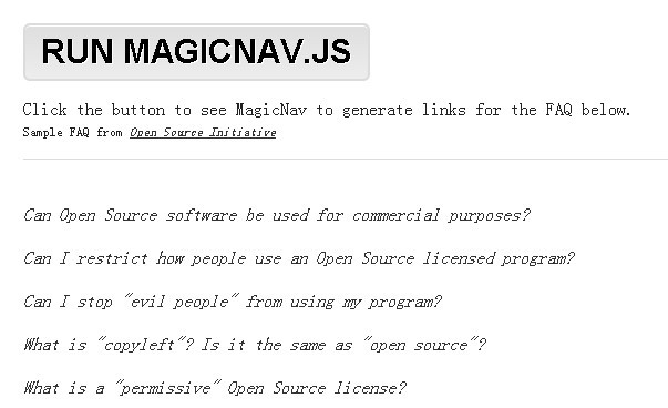 Generating Nav Links For FAQ - MagicNav