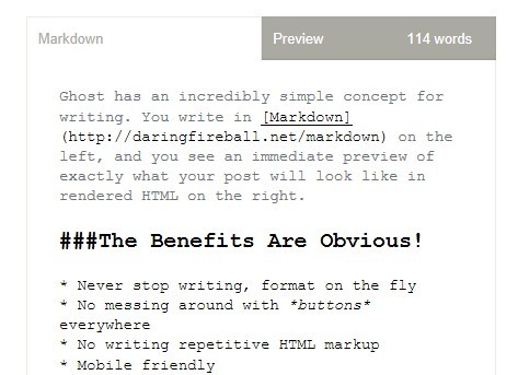 Ghost-Like Responsive jQuery Markdown Editor with Live Preview