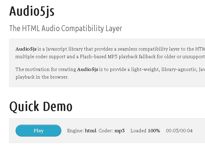 HTML5 Audio Compatibility Layer - Audio5js