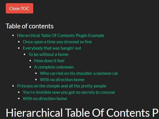 Hierarchical Table Of Contents Plugin For jQuery - jquery-toc.js
