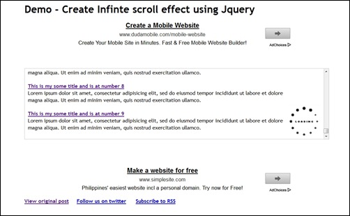 Infinte Scroll effect with Jquery - infinitescroll
