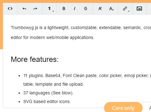 Lightweight HTML5 WYSIWYG Editor Plugin For jQuery - Trumbowyg.js