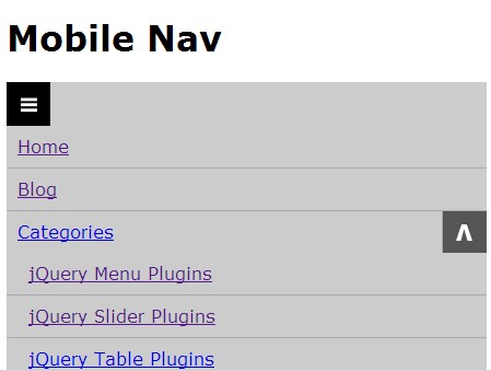 Lightweight jQuery Mobile Collapsible Menu - Mobile Navigation