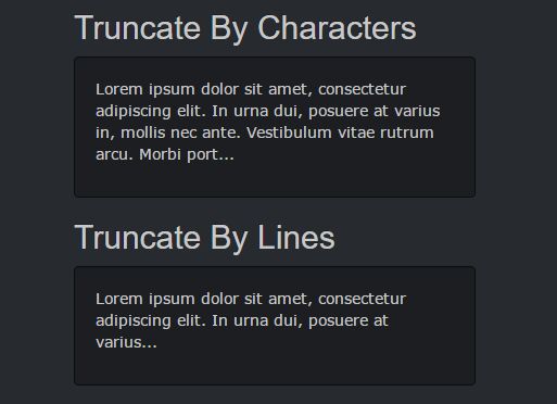 Limit Length Of Text By Lines Or Characters - jQuery ellipsis.js