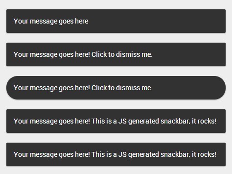 Material Design Inspired jQuery Snackbar and Toast Plugin - snackbarjs