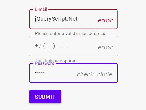 Beautful Material Form Validator With Input Mask