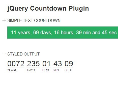 Minimal jQuery Any Date Countdown Timer Plugin - countdown