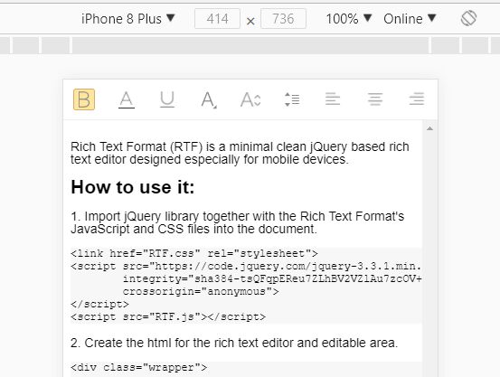 Mobile-first Rich Text Editor With jQuery - Rich Text Format