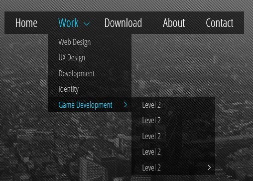 Multi-Level Drop Down Menu with Pure CSS3 - Minimal Transparent Menu