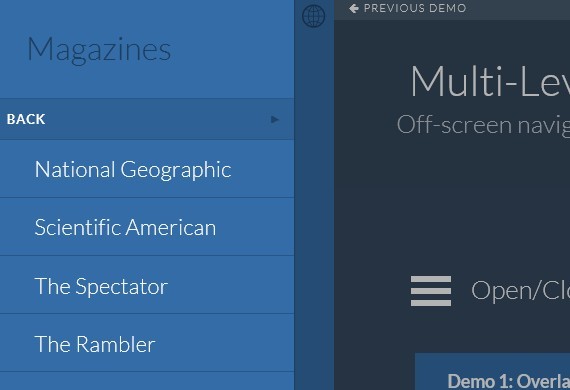 Multi-Level Slide and Push Menu with CSS3 and Javascript - MultiLevelPushMenu