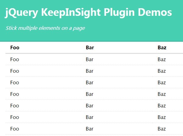 Multipurpose jQuery Plugin For Sticky Elements - KeepInSight