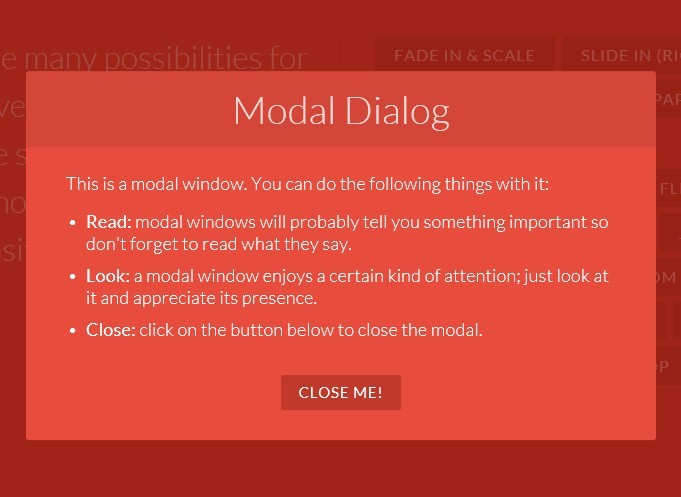 Pretty Modal Window Effects with CSS3 Transitions and Animations