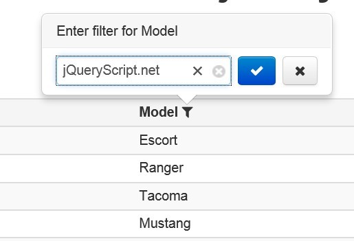 Pretty Table Filter Plugin With Jquery And Bootstrap