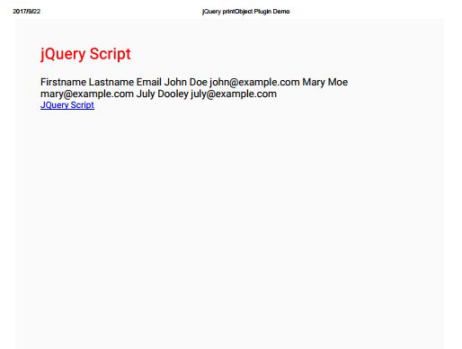 Print Specific Elements jQuery printObject - Download Print Specific Elements On Page - jQuery printObject