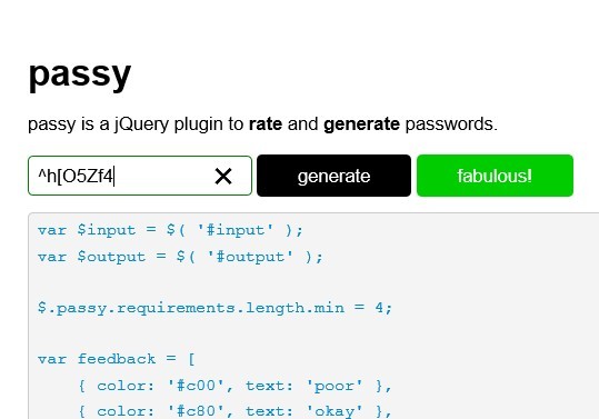 Real Time Password Generation and Validation Plugin For jQuery - Passy