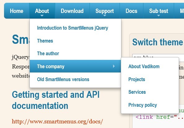 Responsive and Cross-platform jQuery Navigation Menu Plugin - Smart Menus