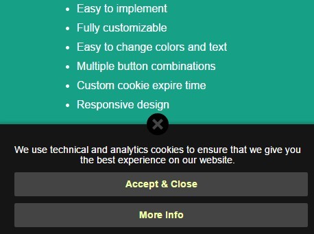 Responsive EU Cookie Law Notice Plugin For jQuery - Cookies Message