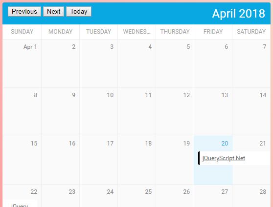 Basic Responsive Event Calendar Plugin Jquery Equinox Free Jquery Plugins