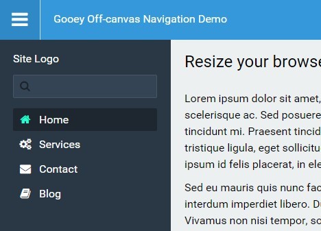 Responsive Off-canvas Navigation with Gooey Transition Effect